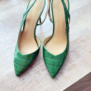 Michael Kors Green Croc-Embossed Heels